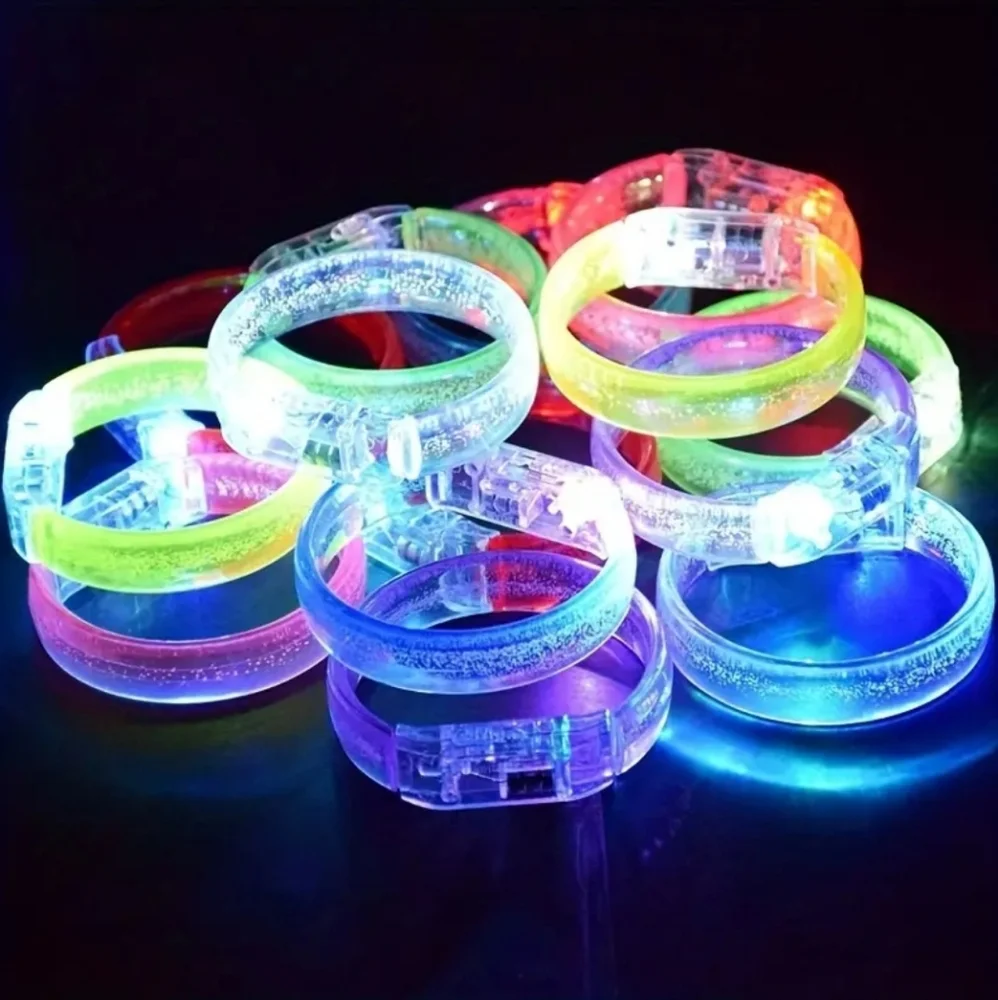8pcs Vibrant LED Glow Bracelets - Battery-Powered, Long-Lasting, Flexible